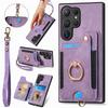 Wrist Strap Phone Case for Samsung Galaxy S24 S23 FE S25 S22 Ultra Plus A16 A06 A36 A56 A55 Ring Bracket Wallet Card Slot Cover