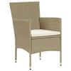 Garden Dining Chair - vidaXL - 2 Pcs - Beige Woven Resin - Off-White Cushion - Sturdy Steel