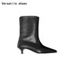 Koreanische Version Spitzschuh Damen Kurze Stiefel Mode Slip On Schuhe Herbst Elegante Low Heel Damen Mid Calf Booties