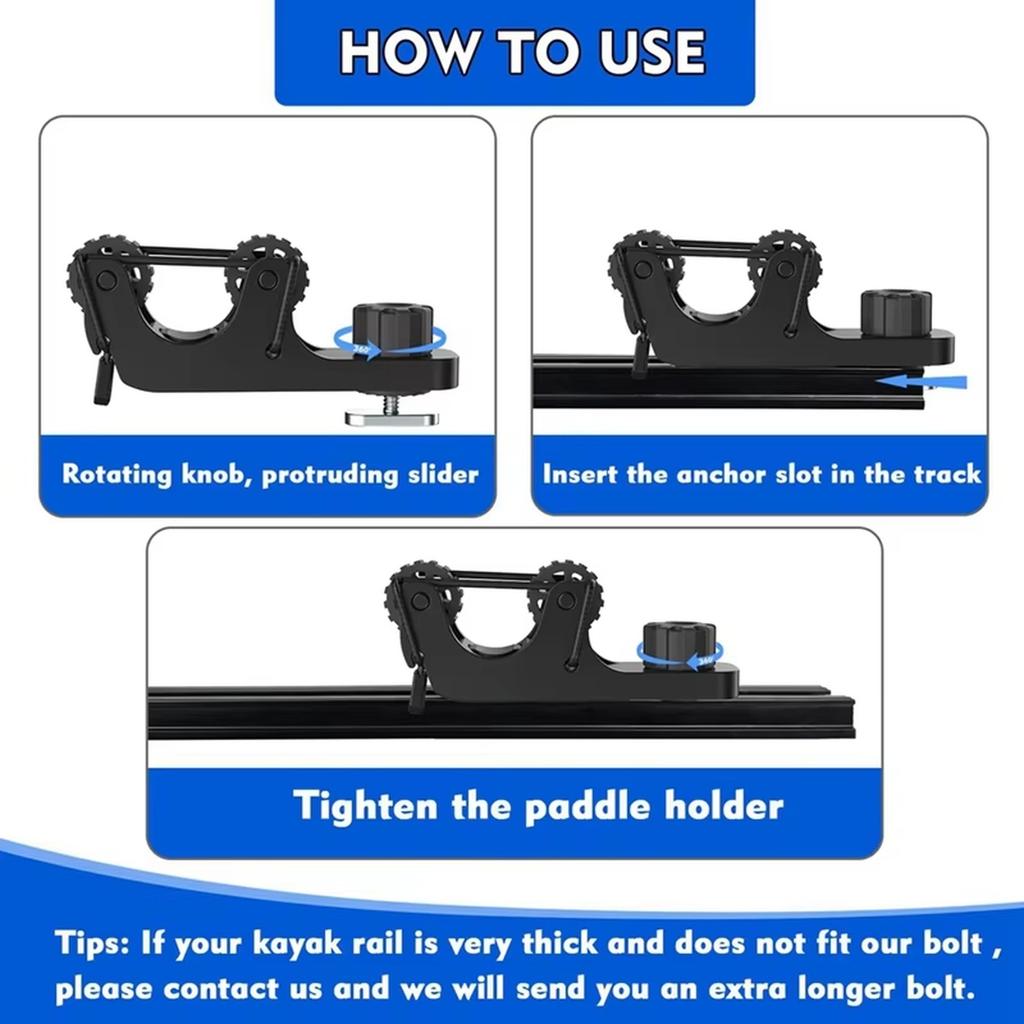 Extended Kayak Paddle Holder Kayak Track Mounting Accessories Kayak Paddle Holder For Standard Paddles