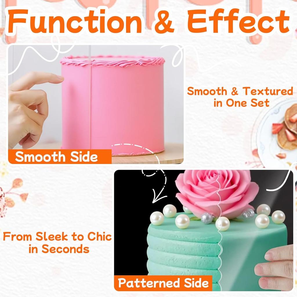 7 PCS Cake Scraper Set, Clear Acrylic Cake Smoother Scraper, Clear Cake Combs, Multi-Shape Edges with Connector Rings, for DIY Icing Frosting