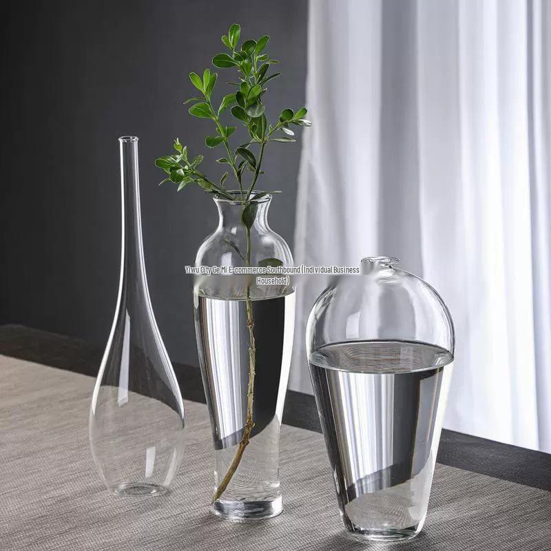Zen Transparent Glass Vase for Hydroponic Plants and Small Mouth Flower Arrangements