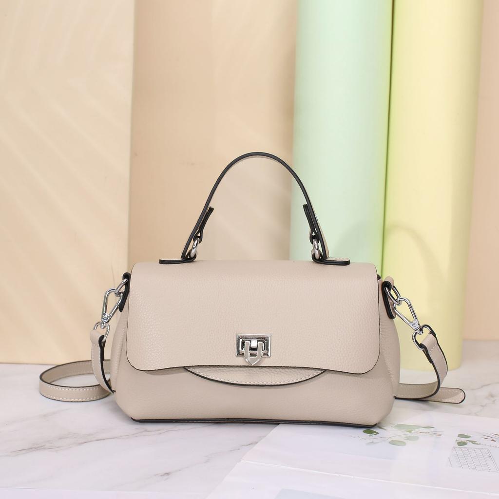 Cowhide Women's Bag Single Shoulder Crossbody Women's Bag Cute Fashion Shell Bag Multi-compartment Double Shoulder Strap