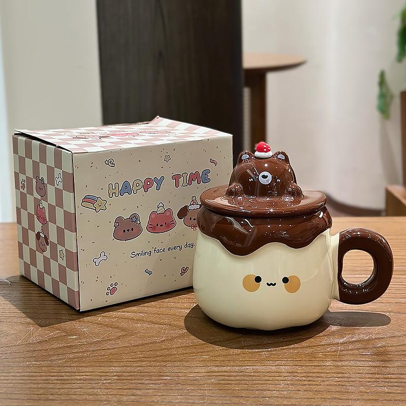 

Cute Creative Pudding Mug Ceramic Coffee Cup Funny Cups Cup for Tea Unusual Mugs Personalized Gift Drinkware Christmas Beer Bar 400ML