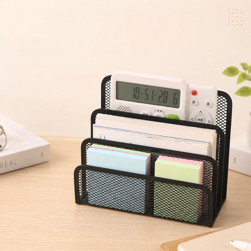 3 Layer Black Metal Mesh Document Tray Desk Organizer Notebook Stand for Office Desktop Storage Supplies