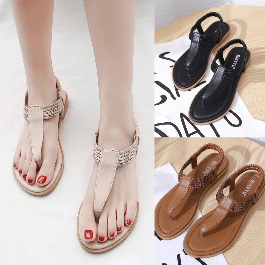 Buy Women Clip Toe Comfortable Flip Flop Elastic Band Summer Beach ...