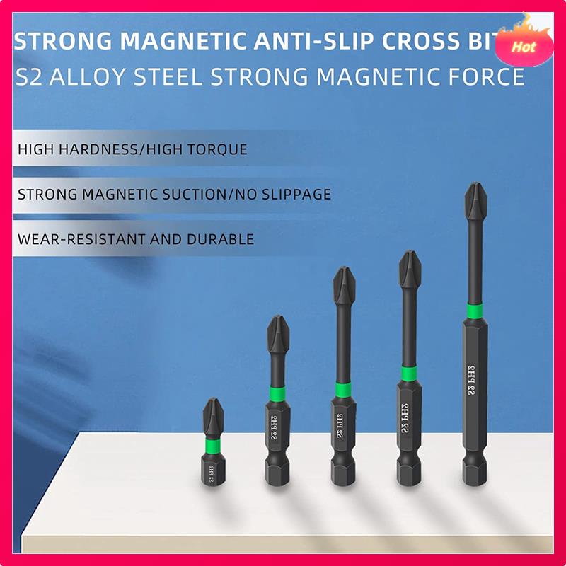 

Magnetic Screwdriver Bit Set PH2 Bits S2 Impact Magnetic Strong Magnetic Anti-Slip Screwdriver Bit Set Parts чорний