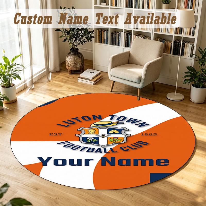 Round Rug Custom NameLuton Town Pattern Non Slip Carpet Home Floor Decor