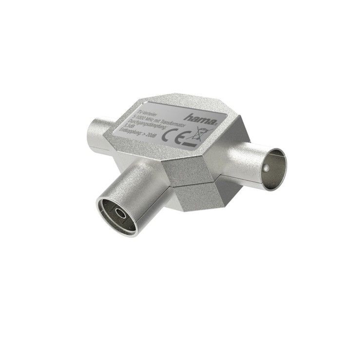 Répartiteur d'antenne, fiche coax. Fem. - 2 fiches coax. Mâles, métal
