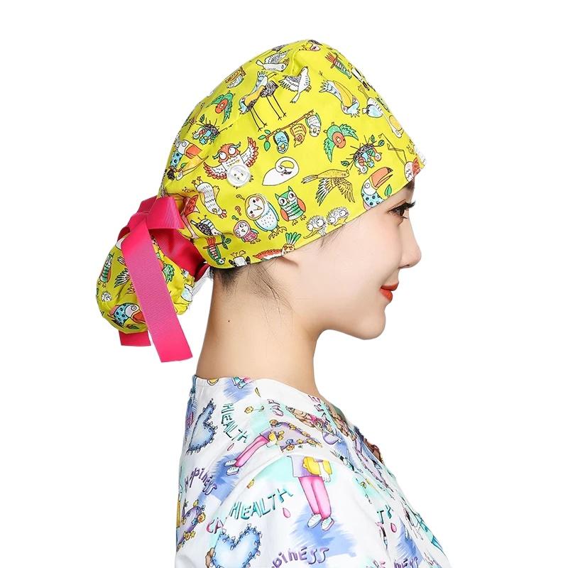 1PC Cap Fashion Elastic Cap Medical Equipment Surgical Hat Sweatband Printed Cotton Scrub Hat Multiple Options Available