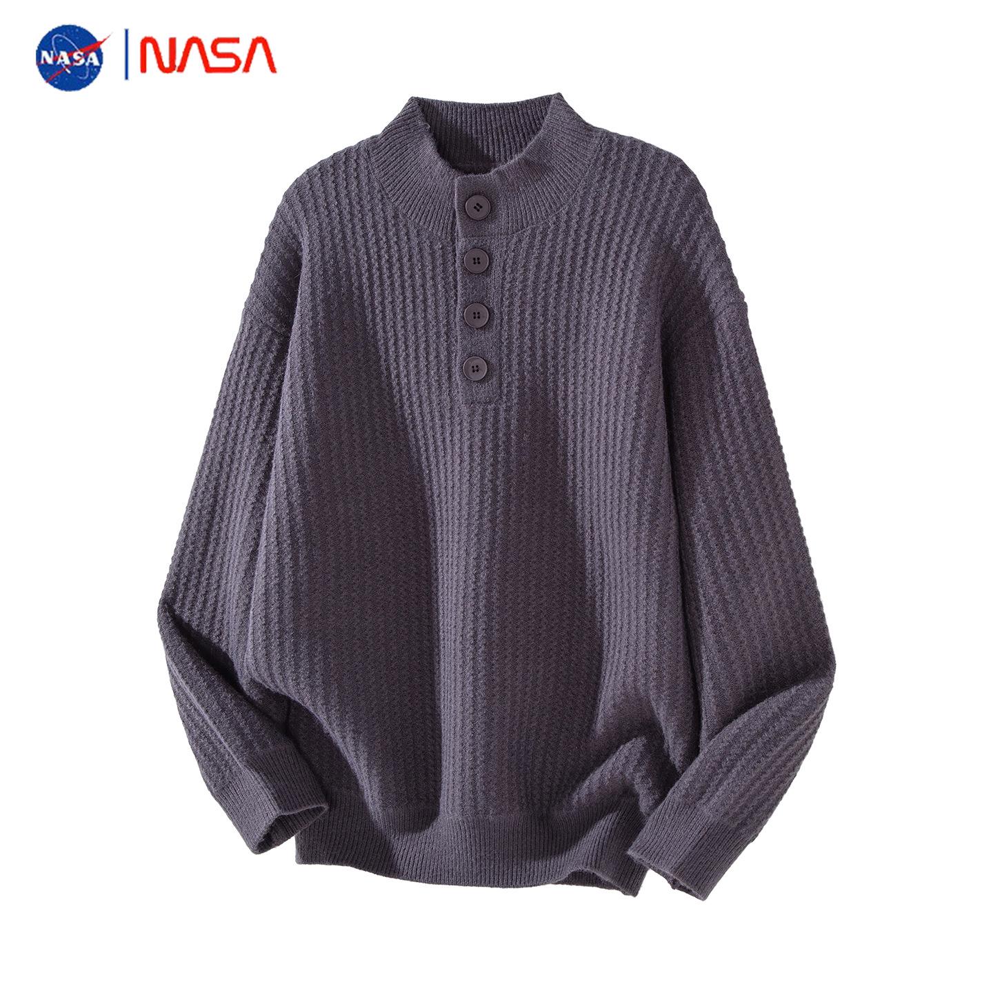 

NASA x Trendy Brand High-End Men s Round Neck Knit Sweater – Fashionable, Versatile & Warm Hong Kong Style L темно-сірий