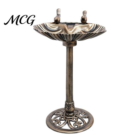 Decorative Garden Bird Bath Pedestal Bath, Copper Resin Birdbaths Weather Resistant Floral Accents, Bronze Vintage Finish Decor for Outdoor