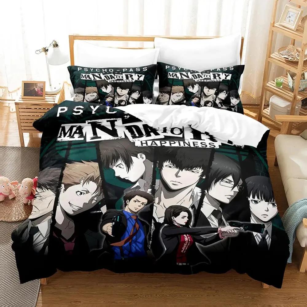 Psycho Pas Anime Single Double Quen King-Sized Dimensionsd Dimensions Bedspread Coverlet for Adult Peoples Young Boys Soft Duvet Cover Bed Linen Set