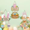 Colorful Easter Welcome Sign Cartoon Easter Hanging Ornament Bunny Egg Decor  Front Door