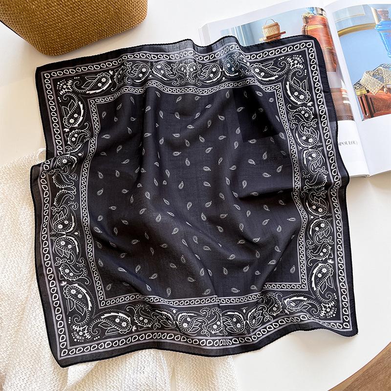 Summer thin silk silk cotton square scarf women s 53 silk scarf versatile cashew flower simple design silk scarf with scarf 53cm