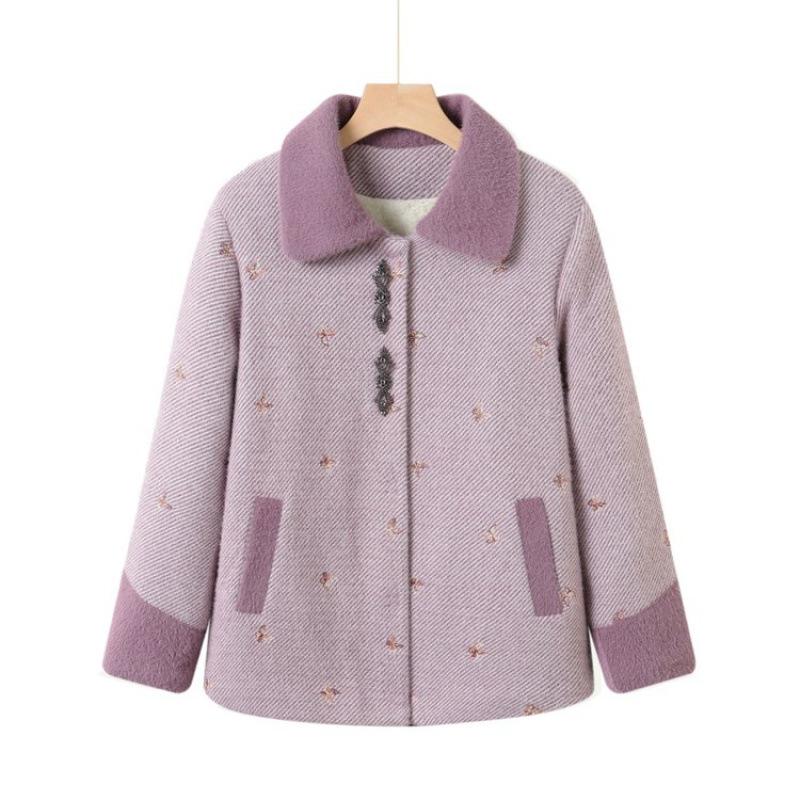 

Зимняя норковая осенне-зимняя бархатная новая благородная китайская женская шерстяная верхняя одежда 5XL [recommended 150-80kg] фиолетовый