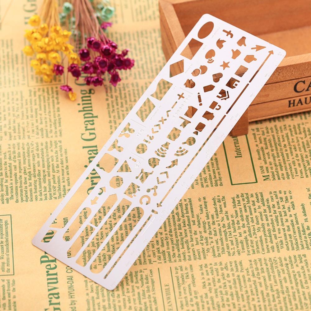 Règle Gabarit en Acier Inoxydable Règle à Dessin Double Face Nouvelle Règle Marque-Page Outil pour Carnet Journal