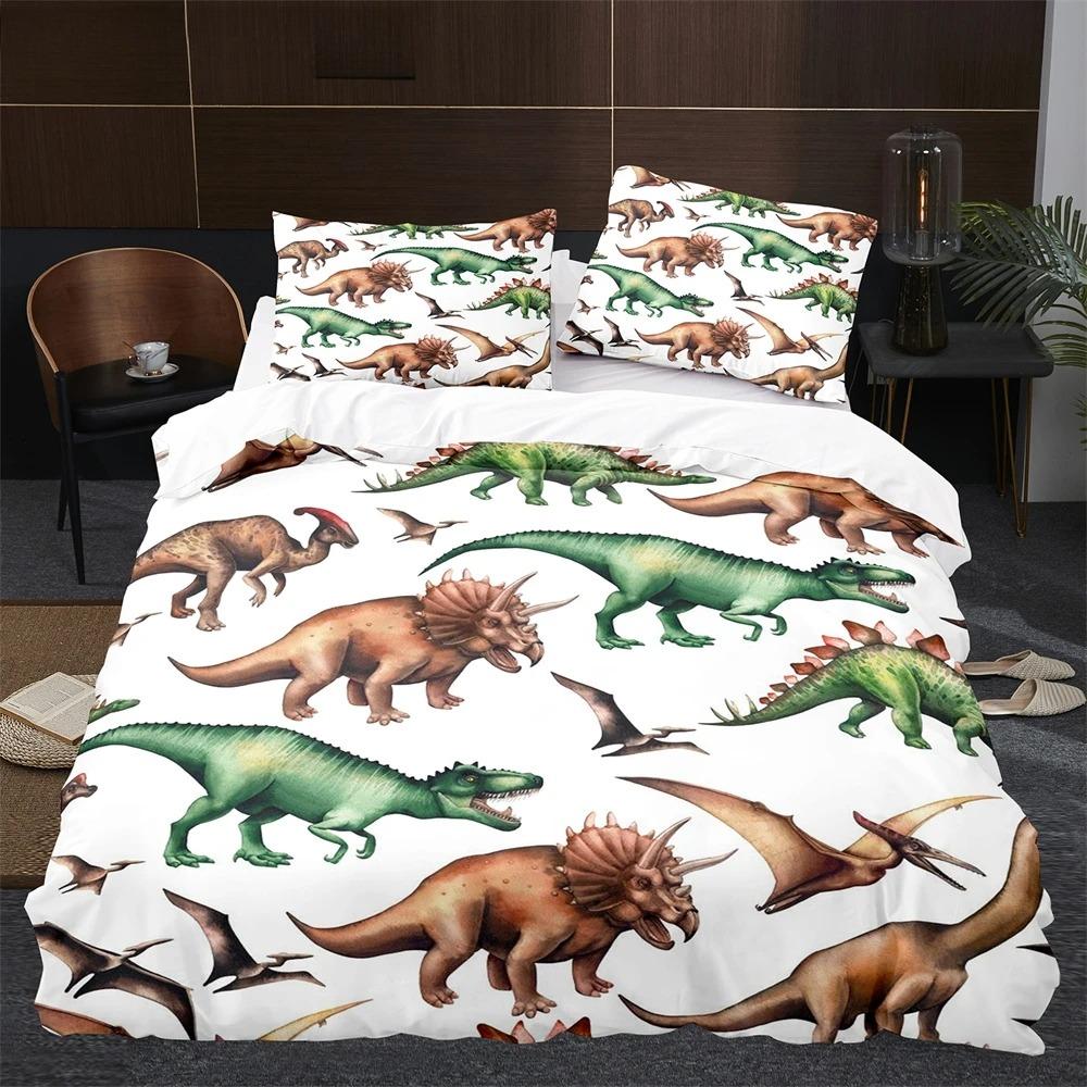 Kreslený Dinosauří Povlak na Peřinu King Queen Size Téma Jurského Světa Ložní Sada pro Děti Chlapce Starověké Zvíře Polyesterový Povlak na Přikrývku