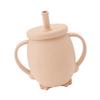 230ml Toddler Cups Silicone Training Sippy Cups with Straw Lid Non Slip Handles Spill Proof Trainer Cup for Baby