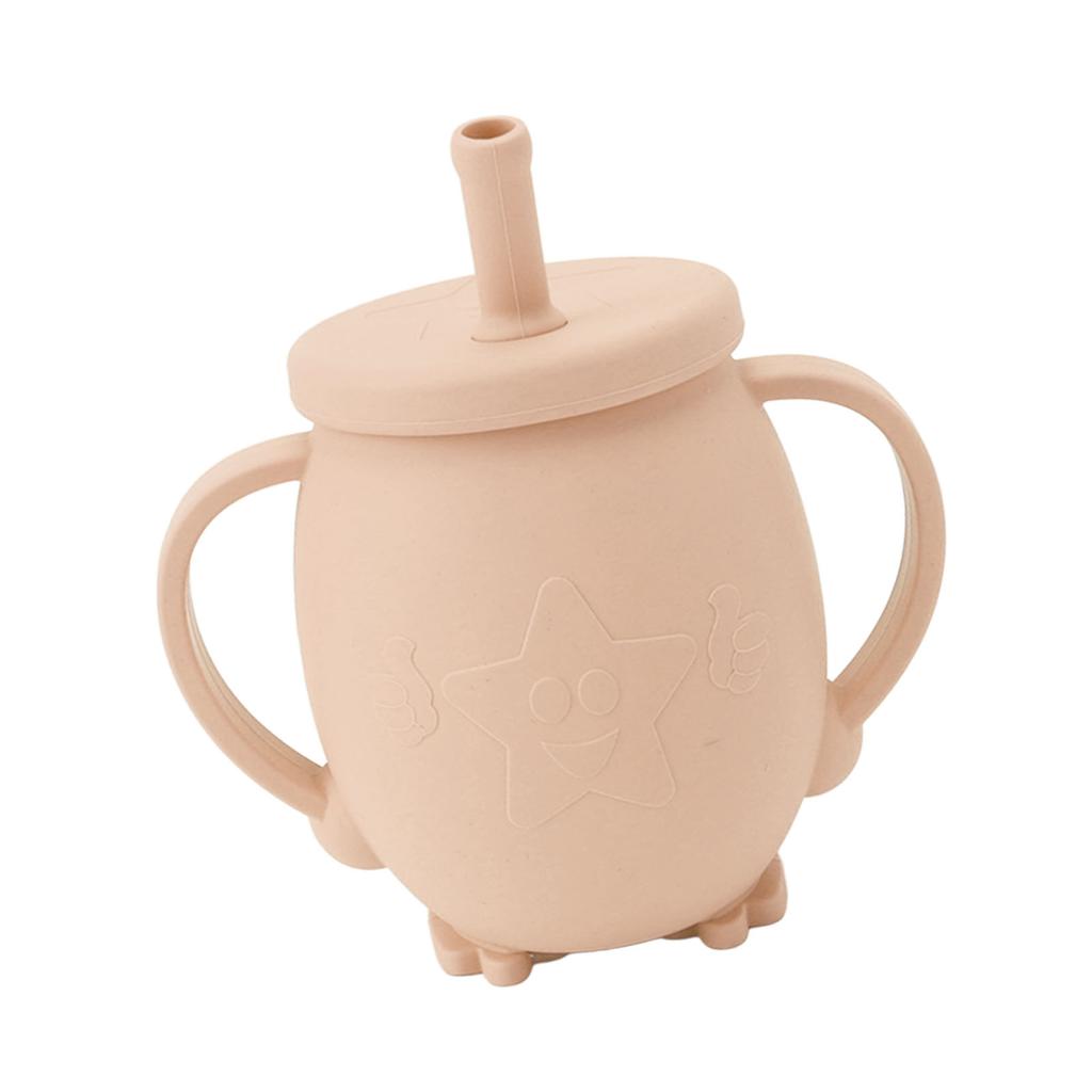 230ml Toddler Cups Silicone Training Sippy Cups with Straw Lid Non Slip Handles Spill Proof Trainer Cup for Baby