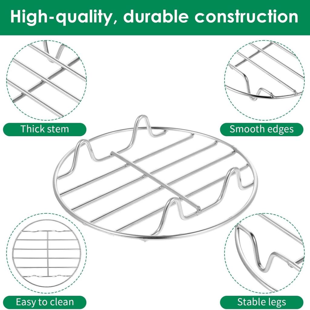 1pc Stainless Steel Steamer Rack, Multi-Use for Oven Air Fryer Baking & Vegetable Steaming, Round Dishwasher Safe Kitchen Rack