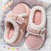 Thick bottom plush warm cotton slippers winter home indoor plush thickened outer wear non-slip fashion buckle cotton mop