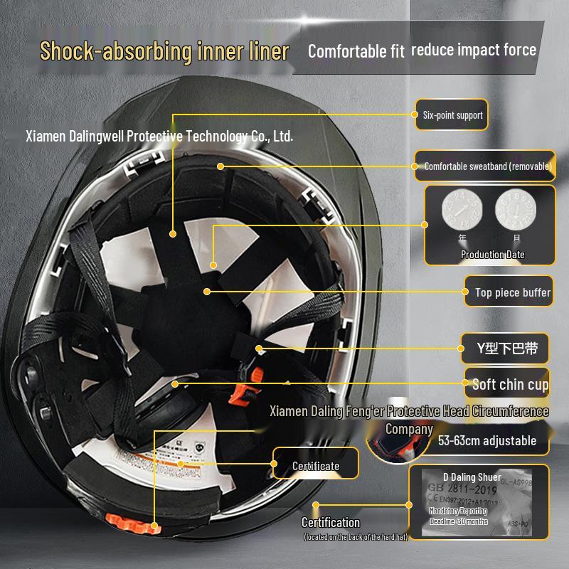 Dalinwell Two-Color Transparent Brim Safety Helmet for Construction - ABS Zhongjian Breathable Design, New National Standard Compliant
