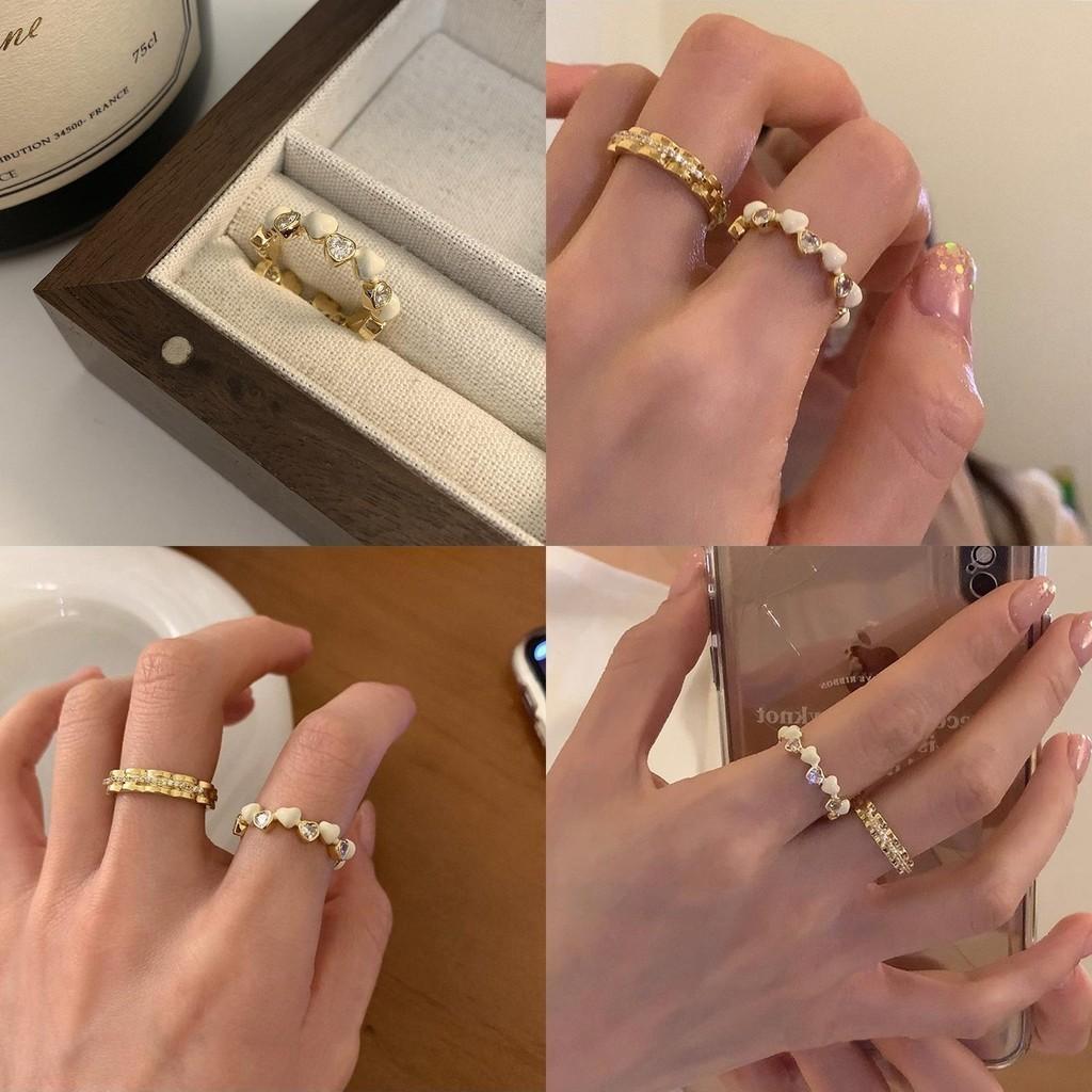 Elegant Heart Design Open Ring For Women Crafted From Durable Copper With Stone Zircon