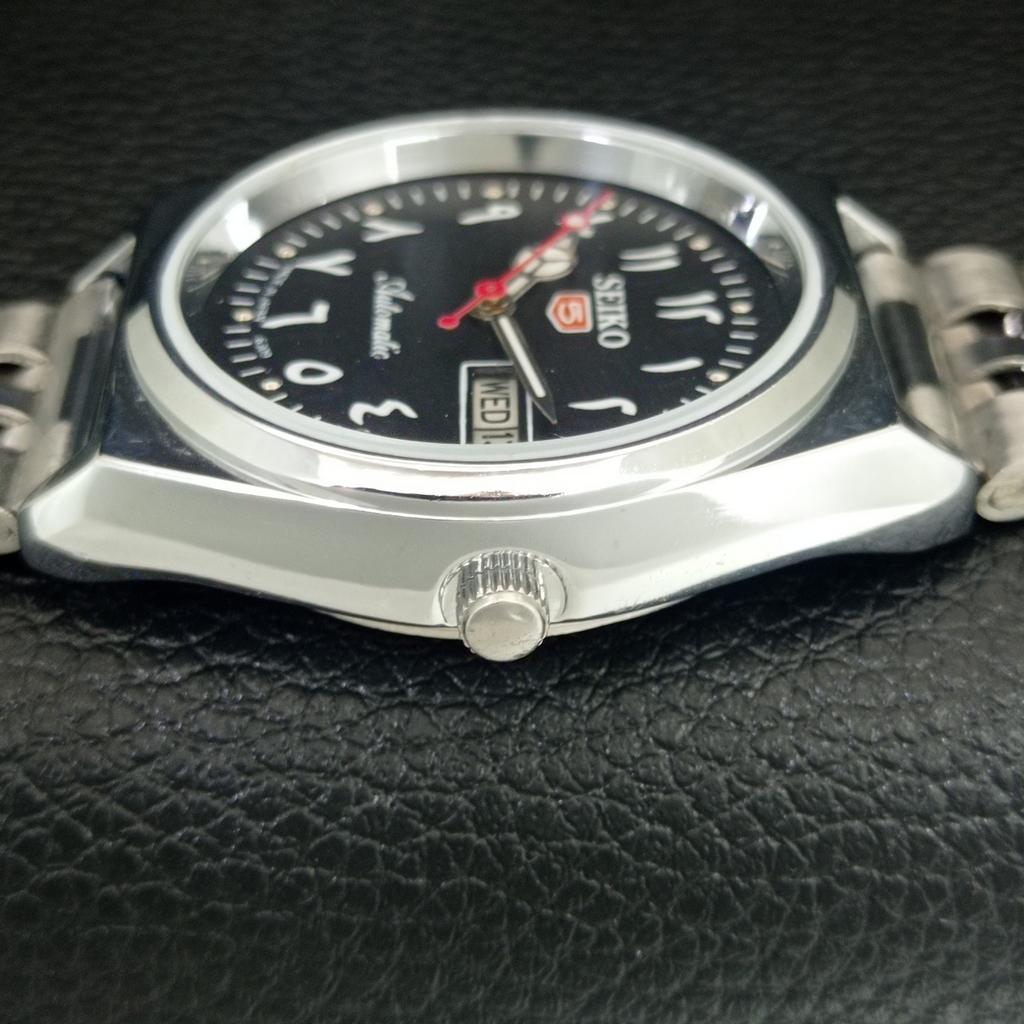 VINTAGE REFURBISHED SEIKO 5 AUTOMATIC 6309A JAPAN MENS BLACK WATCH a442596-1