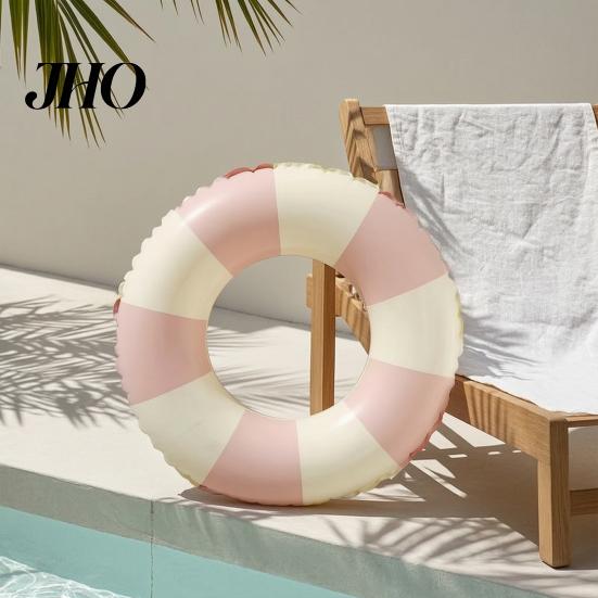 Inflatable Swim Ring Vintage Striped Swimming PVC Thickened Leakproof Men Women Buoyancy Aid Float Tube for Pool Beach Party