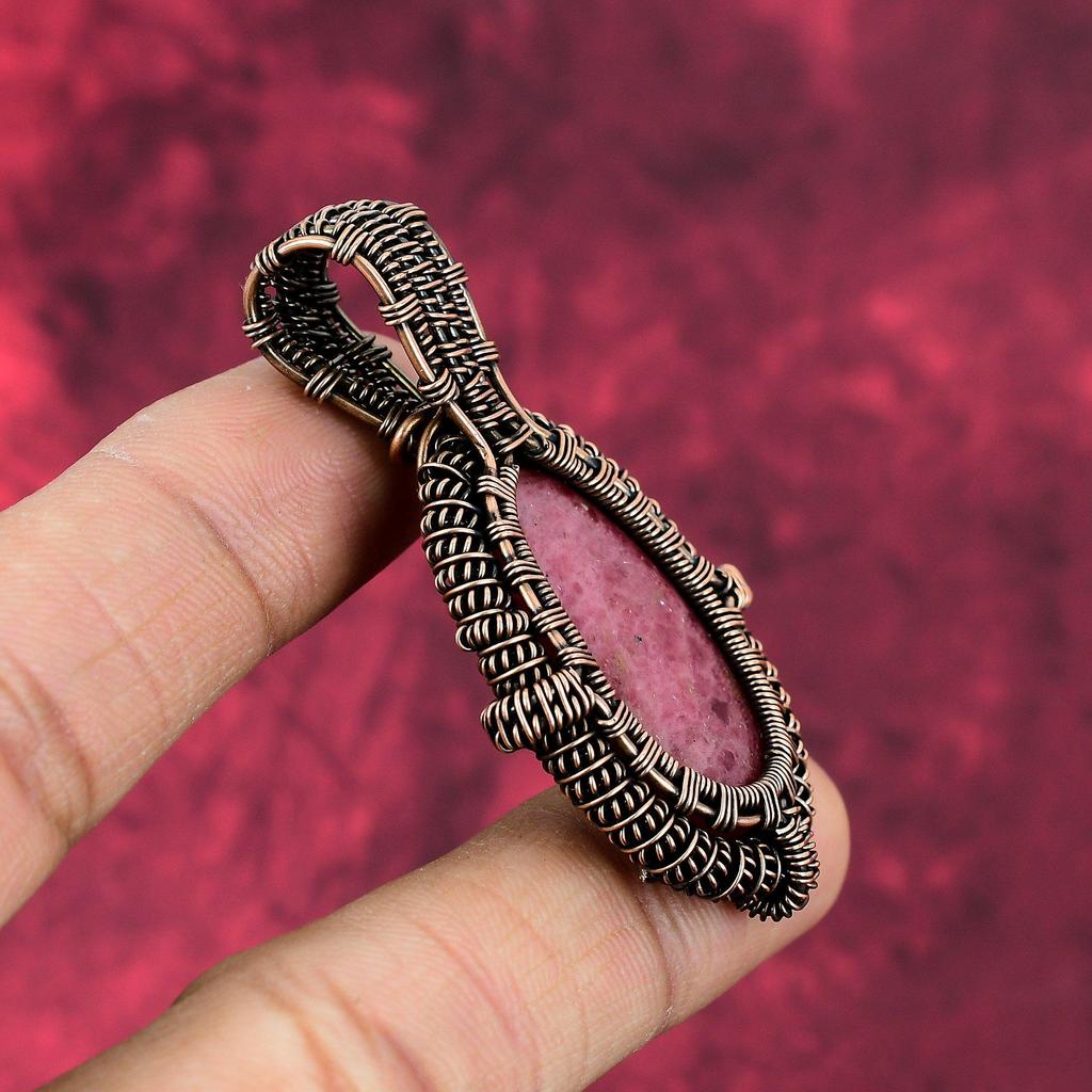 Rhodonite Pendant Copper Wire Wrapped Pendant Handmade Pendant Antique Copper Jewelry Gemstone Pendant Wire Wrap Jewelry Anniversary Gifts