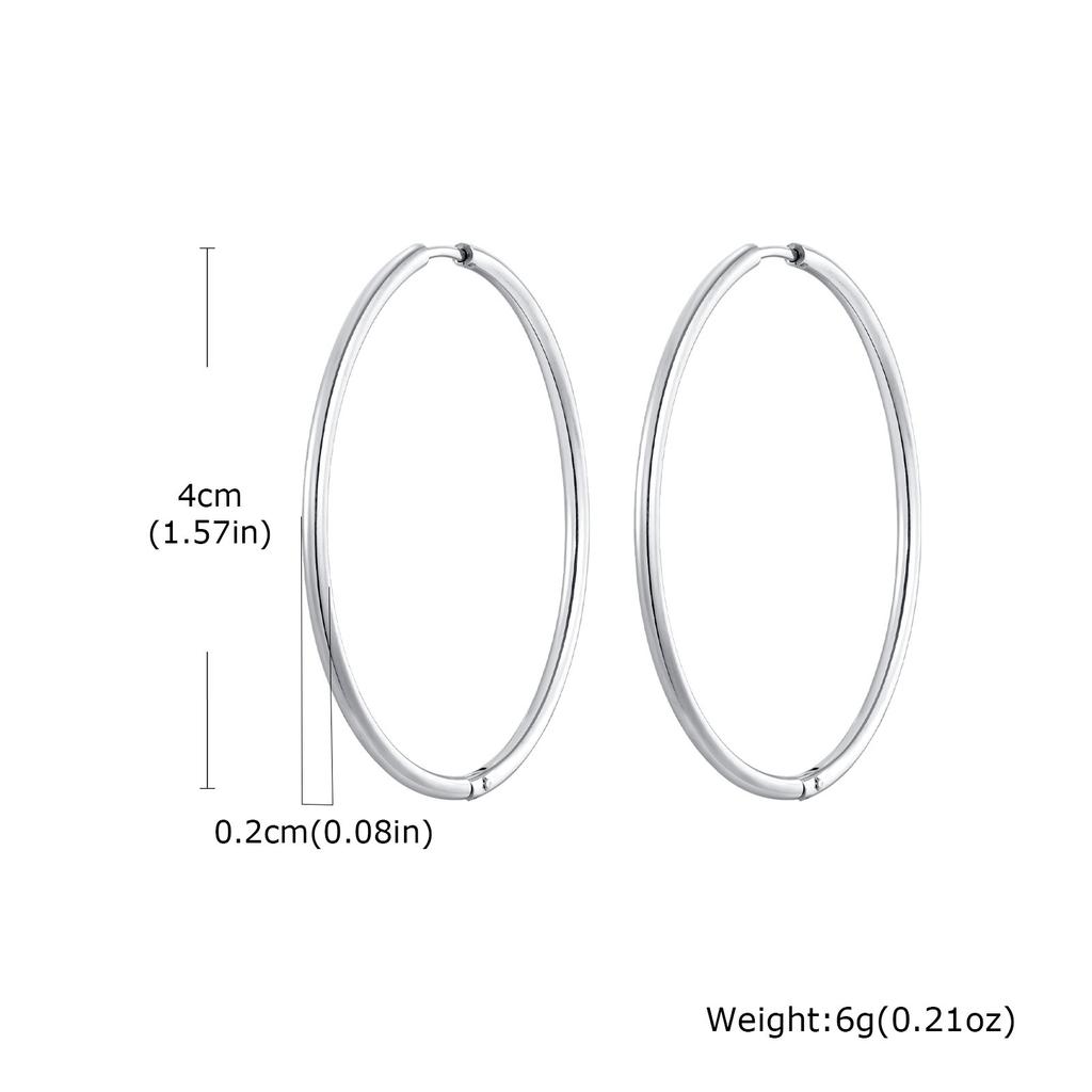 Wind stainless steel geometric large plain ring earrings plated with 18k gold simple earrings women's multi-specification 2mm, 4mm