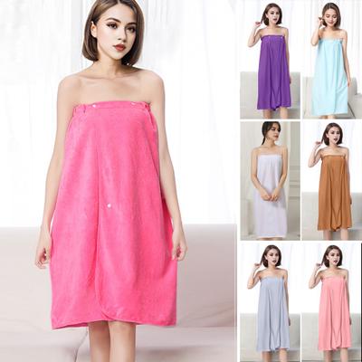 Mikrofiber Banyo Elbisesi Hızlı Emici Hızlı Kuruyan Kaymaz Ayarlanabilir Göğüs Kolsuz Düğmeli