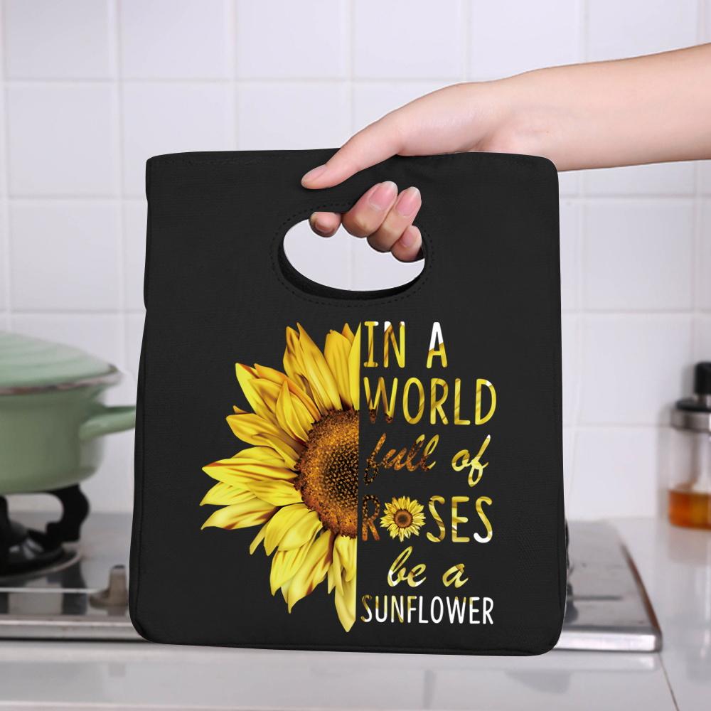 Lunch Bag Breakfast Box Bags Women Portable Hand Pack Picnic Travel Products Daisy Printed School Food Storage Bags Bento Pouch