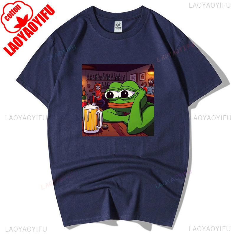 Sad Frog PEPE Funny Graphic T Shirts Summer Clothes for Man High Quality Cotton Short-sleev Tee-shirts Humor Camisetas Hombre