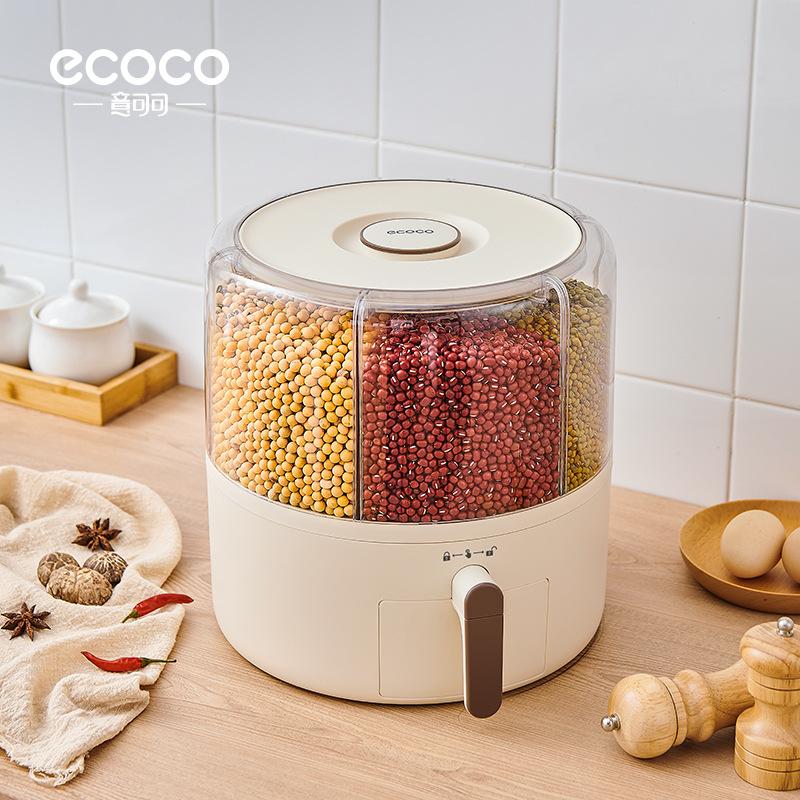 Grain Storage Box Can Be Rotated Partition of Rice Bucket, Insect-proof Moisture-proof Sealed Household Separated Rice Storage Box Rice Tank