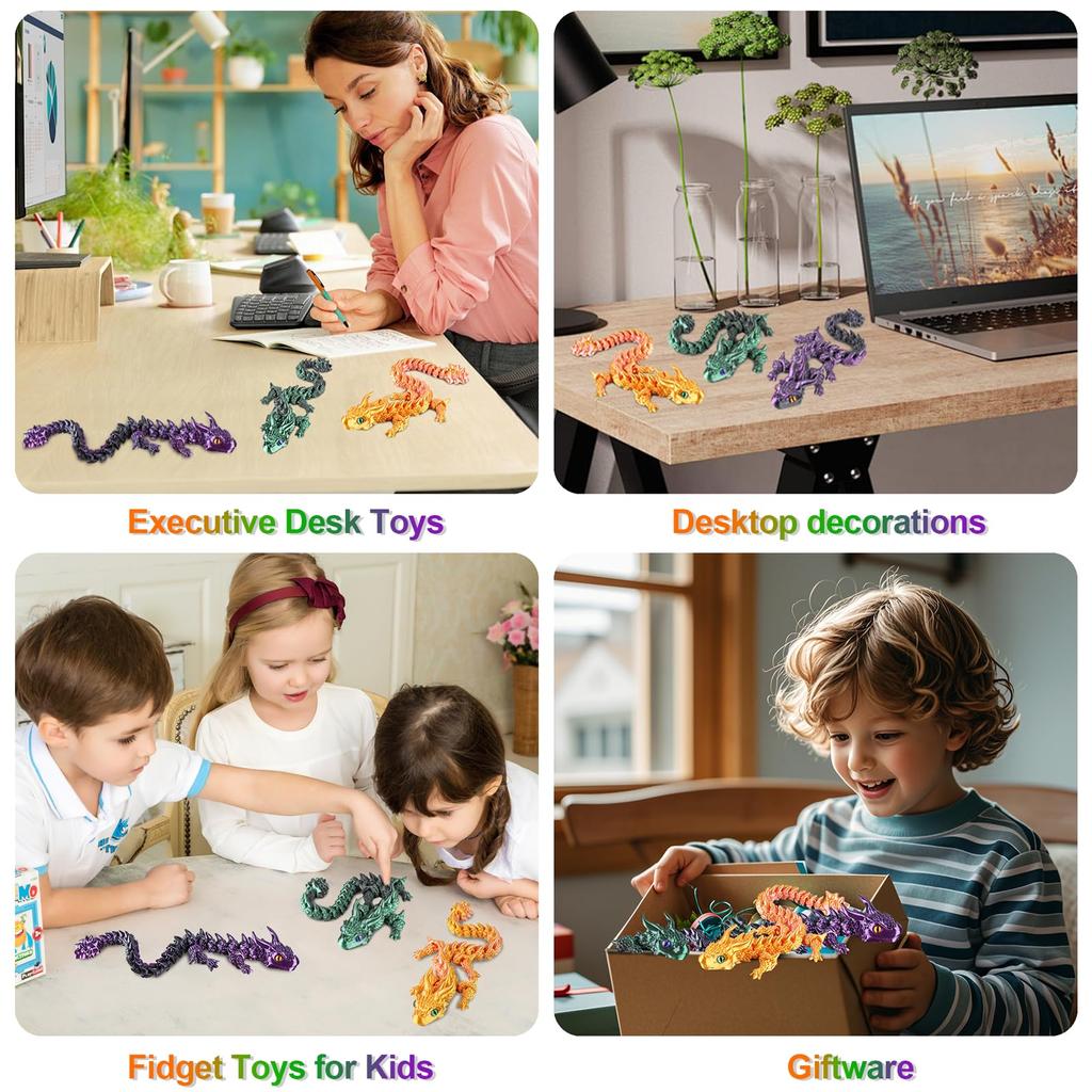31.5/38.5Cm 3D Printed Akatsuki Magic Dragon Mode Multi-Joint Movable Articulated Dragon Decor Adults Kid Toy Gift