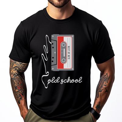 Oldschool Cassette Tape 80s 90s Cassette Tape Black Shirt Graphic Tees T-Shirt Printed On Short Sleeve