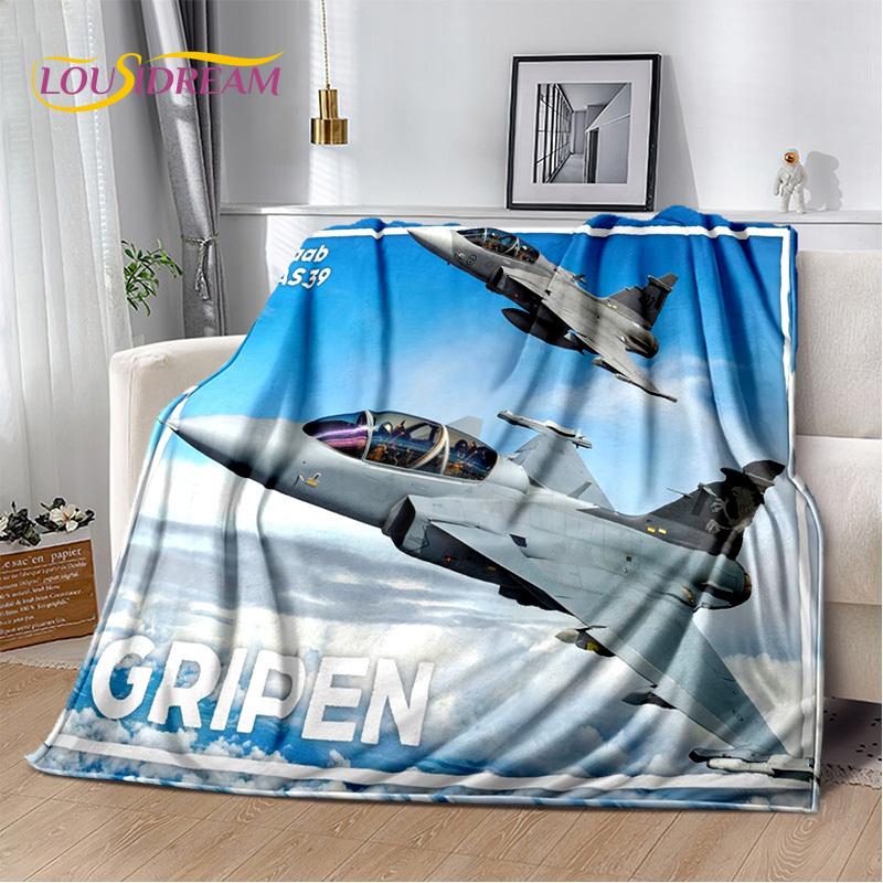 Koc 3D Samolot Myśliwski Spitfire Sił Powietrznych, Miękki Koc Flanelowy do Domu Sypialni Łóżka Sofy Pikniku Biura dla Dzieci