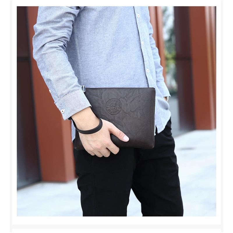 Men's New Casual Clutch, Leather Soft Leather Men's Bag, Mobile Phone Bag, Large-capacity Wallet
