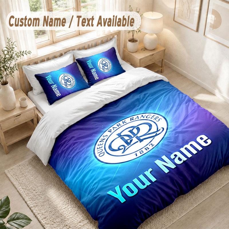 Custom Name Bedding Set 3 PiecesQueens Park Rangers FC Print Duvet Cover + 2 Pillowcases Soft Bed Decor