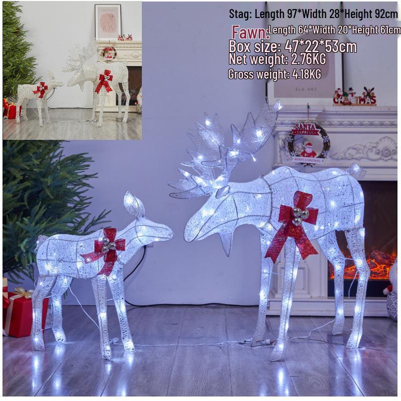 Luminous Wrought Iron Christmas Deer Ornament Set for Hotel Festive Décor