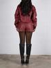 European & American Women's Two-piece Set: Weave Style Lapel Loose Leather Jacket with Shorts
