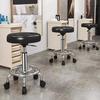 Beauty Stool, 360-degree Rotation Wheel Bar Stool, Height Adjustable Salon Chair, Faux Leather Cushioned Office Shop Stool, with Metal Frame (Black)