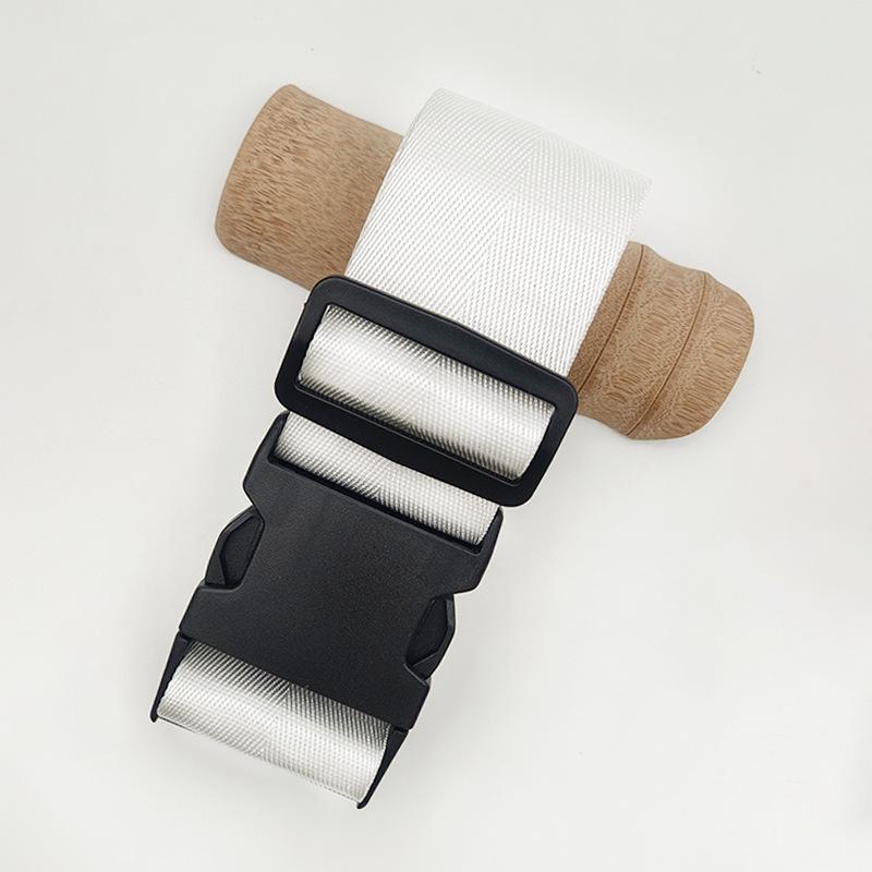 Solid Color Nylon Luggage Strap with Herringbone Pattern, Password Lock, and One-Word Handle