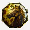 1pc Horse Sunflowers Automatic Opening/Closing Umbrella with Operation & Windproof Canopy yy260311022