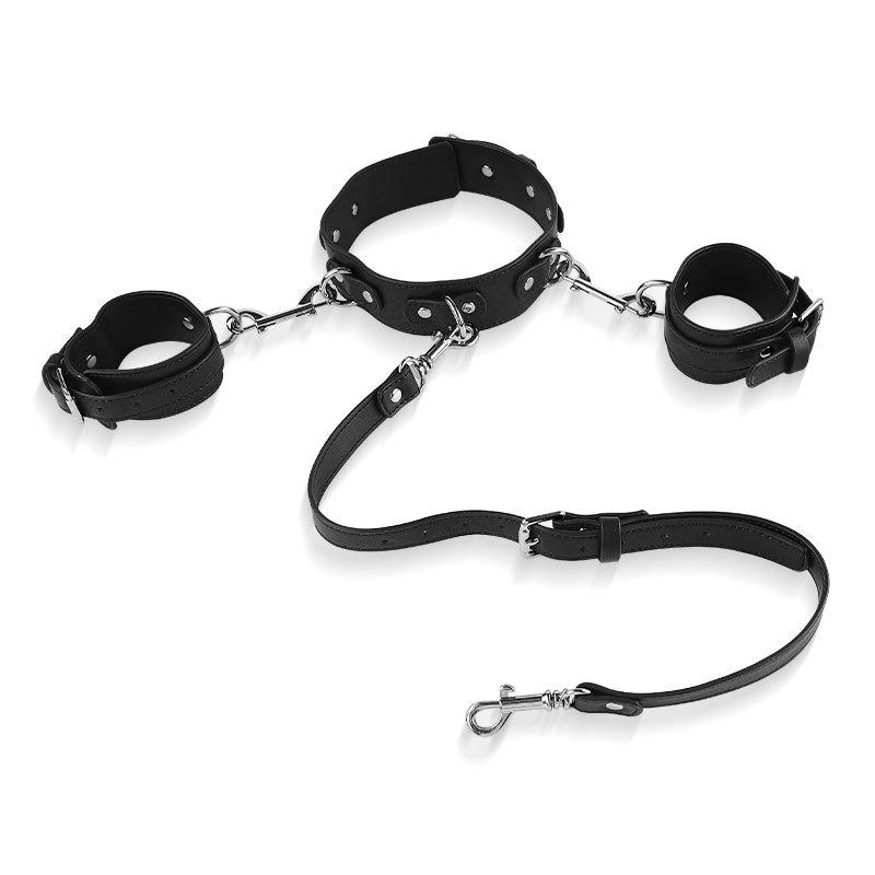 Fesseln-Set für Erwachsene mit Lederfesseln + Metallketten, Analhaken-Zubehör für weibliche Submissive, Bondage-Sexspielzeug für Paare