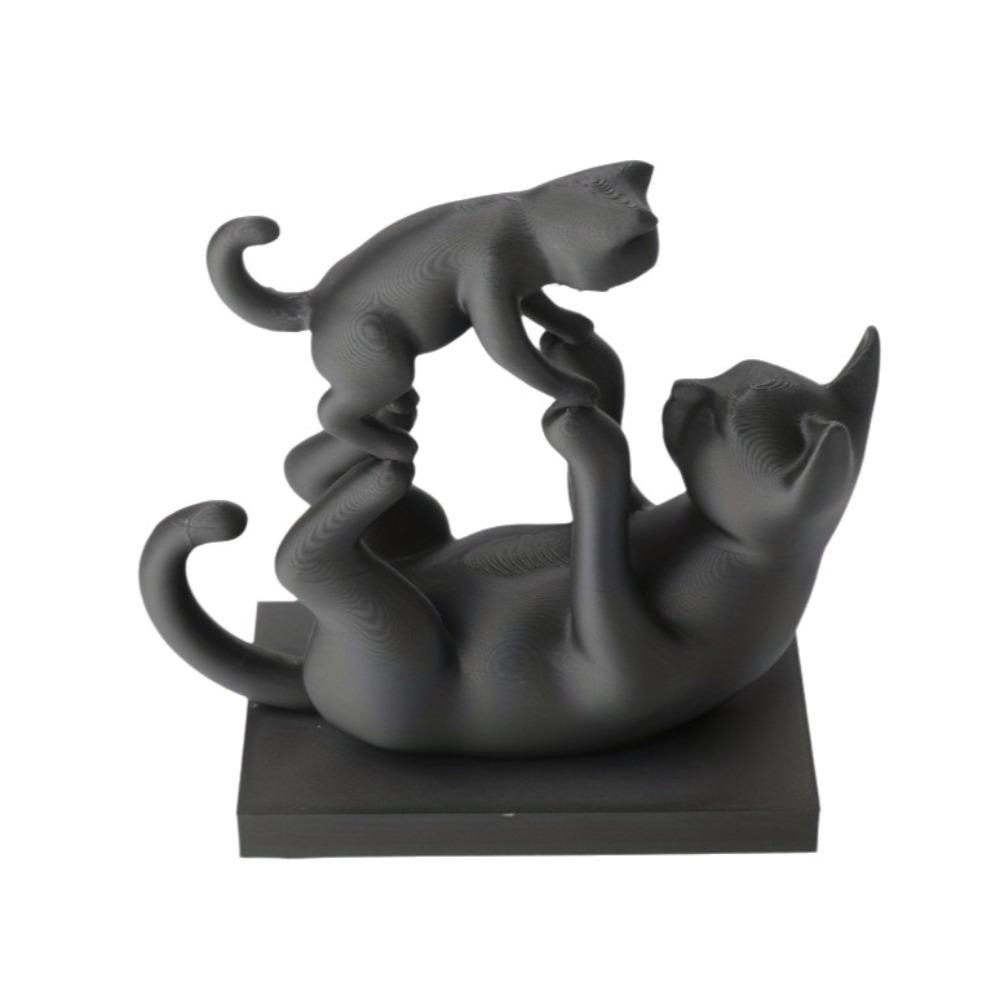 3D-Druck Eltern-Kind-Katzenstatue Minimalistische Katzen-Schreibtischdekoration Geschenk für Katzenliebhaber