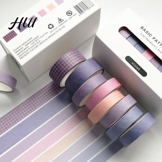 Scrapbooking Decorative Tape 8 Rolls Washi Set, Stickers, Aesthetic Solid Color Tapes Neat Storage Set for Supplies, Journaling Junk Journal, Wrapping