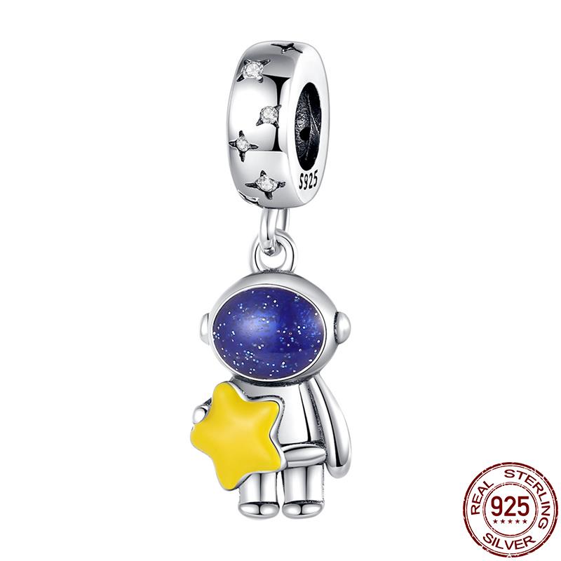 Decorative Charms Fit 3Mm Original Bracelet Copper Planet Series Collection Space Astronaut Earth Bead Diy Fine Fine Jewelry Gift Idea